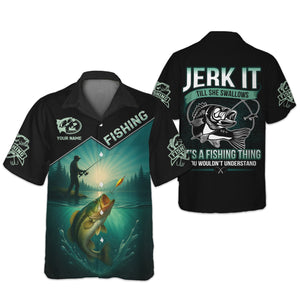 Jerk It Fishing Funny Shirt, Long Sleeve Fishing Shirts, SPF Shirts For Men, Men Long Sleeve Shirt