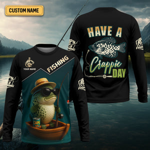 Have A Crappie Day SPF Shirts For Men, Funny Fishing Shirts, Gag Gifts For Men, Men Long Sleeve Shirt