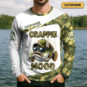 Crappie Mood Camo Fishing Shirt, SPF Shirts For Men, Gag Gifts For Men, Men Long Sleeve Shirt