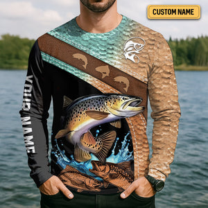 Fish Around And Find Trout Shirt, Trout Fishing Shirt, Long Sleeve Fishing Shirts, SPF Shirts For Men, Funny Fishing Shirt