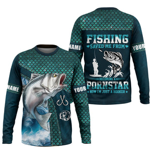Fishing Saved Me From Becoming a Pornstar SPF Shirts For Men, Funny Fishing Shirts, Men Long Sleeve Shirt