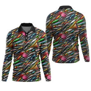 Colorful Fishing Lure SPF Shirts For Men, Long Sleeve Fishing Shirts, Hooded Sun Shirt, Mens Casual Shirts