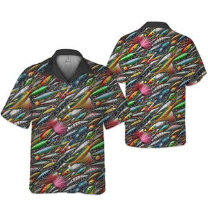 Colorful Fishing Lure SPF Shirts For Men, Long Sleeve Fishing Shirts, Hooded Sun Shirt, Mens Casual Shirts