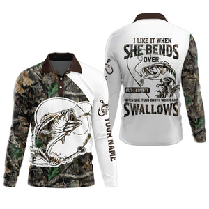 I Love It When She Bends Over Fishing Shirt, Fishing T-Shirts Funny, SPF Shirts For Men, Men Long Sleeve Shirt