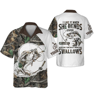 I Love It When She Bends Over Fishing Shirt, Fishing T-Shirts Funny, SPF Shirts For Men, Men Long Sleeve Shirt