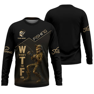 Where's The Fish, Funny Skeleton Fishing Shirts, UPF Fishing Shirts, Gag Gifts For Men, Funny Fishing Shirt