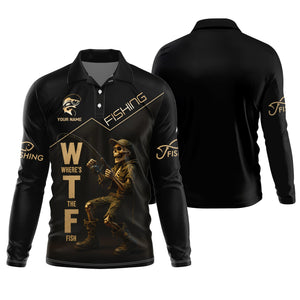 Where's The Fish, Funny Skeleton Fishing Shirts, UPF Fishing Shirts, Gag Gifts For Men, Funny Fishing Shirt
