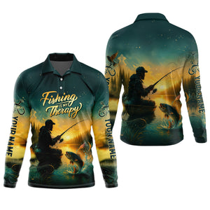 Fishing Is My Therapy, Long Sleeve Sun Shirt, SPF Shirts For Men, Gag Gifts For Men, Fishing Shirt For Men