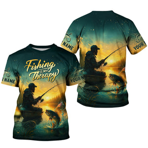 Fishing Is My Therapy, Long Sleeve Sun Shirt, SPF Shirts For Men, Gag Gifts For Men, Fishing Shirt For Men