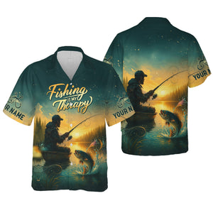 Fishing Is My Therapy, Long Sleeve Sun Shirt, SPF Shirts For Men, Gag Gifts For Men, Fishing Shirt For Men