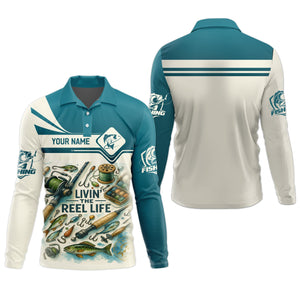 Living The Reel Life Fishing Shirts, Funny Fishing Shirts, Long Sleeve Sun Shirt, Fishing Gifts For Men