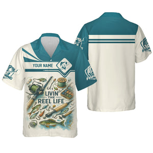 Living The Reel Life Fishing Shirts, Funny Fishing Shirts, Long Sleeve Sun Shirt, Fishing Gifts For Men