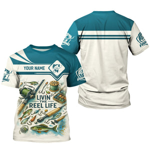 Living The Reel Life Fishing Shirts, Funny Fishing Shirts, Long Sleeve Sun Shirt, Fishing Gifts For Men