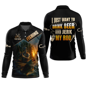 Drink Beer Funny Fishing Shirts, SPF Long Sleeve Shirts, Sun Shirts For Men, Hooded Long Sleeve Shirt