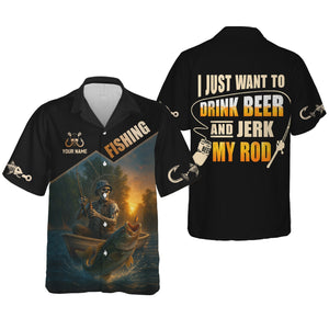 Drink Beer Funny Fishing Shirts, SPF Long Sleeve Shirts, Sun Shirts For Men, Hooded Long Sleeve Shirt