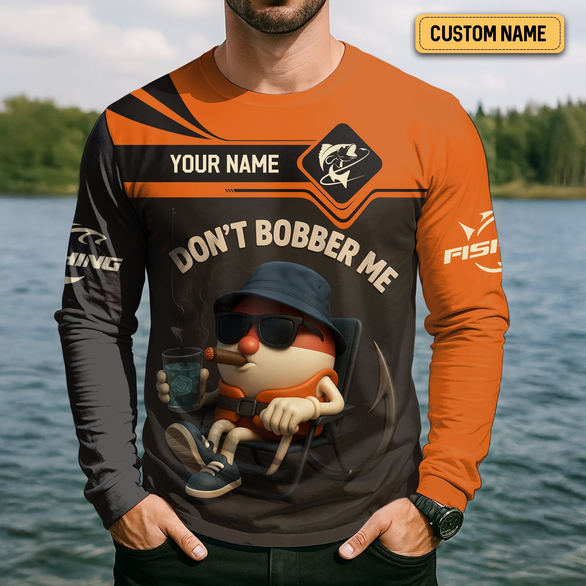 Don't Bobber Me SPF Shirts For Men, Funny Fishing T-Shirt, Hooded Sun Shirt, Men Long Sleeve Shirt