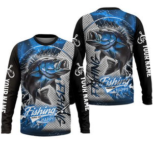 Fishing Makes Me Happy UV Shirts For Men, SPF Long Sleeve Shirts, Breathable Long Sleeve Shirt
