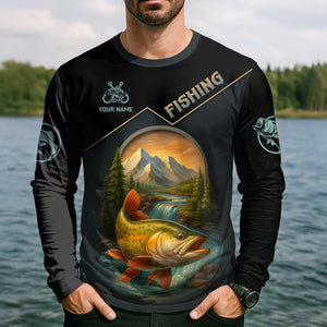 Fish Around Find Trout Fishing Graphic Tees, Hooded Sun Shirt, Personalized Fishing Gifts, UV Shirts For Men