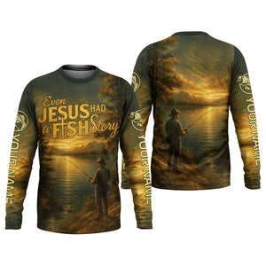 Bible Story Fish And Bread, Long Sleeve Fishing Shirts, SPF Shirts For Men, Fishing UPF Shirts, Sun Shirts For Men
