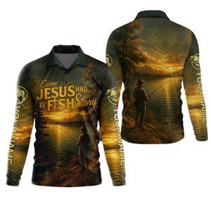 Bible Story Fish And Bread, Long Sleeve Fishing Shirts, SPF Shirts For Men, Fishing UPF Shirts, Sun Shirts For Men