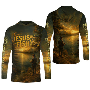 Bible Story Fish And Bread, Long Sleeve Fishing Shirts, SPF Shirts For Men, Fishing UPF Shirts, Sun Shirts For Men