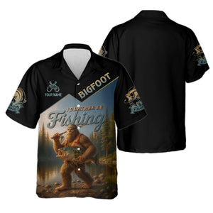 I'd Rather Be Fishing, Bigfoot Fishing UPF Shirts, Fish Shirt Funny, Long Sleeve Fishing Shirts