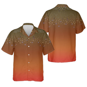 Orange Brook Trout Skin UPF Fishing Shirts, Hooded Sun Shirt, Personalized Fishing Gifts, UV Shirts For Men