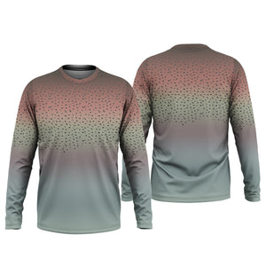 Rainbow Brook Trout Skin UPF Fishing Shirts, Hooded Sun Shirt, Personalized Fishing Gifts, UV Shirts For Men