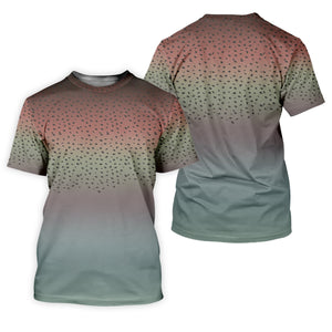 Rainbow Brook Trout Skin UPF Fishing Shirts, Hooded Sun Shirt, Personalized Fishing Gifts, UV Shirts For Men