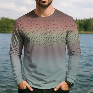 Rainbow Brook Trout Skin UPF Fishing Shirts, Hooded Sun Shirt, Personalized Fishing Gifts, UV Shirts For Men