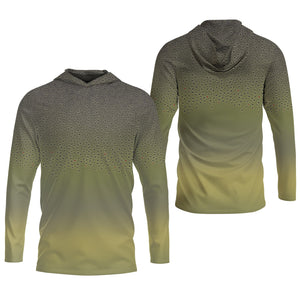 Green Brook Trout Skin UPF Fishing Shirts, Hooded Sun Shirt, Personalized Fishing Gifts, UV Shirts For Men