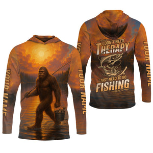 Bigfoot Fishing Shirt, Fishing Therapy SPF Shirts For Men, Fishing UPF Shirts, Funny Fishing Shirt
