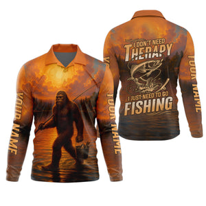 Bigfoot Fishing Shirt, Fishing Therapy SPF Shirts For Men, Fishing UPF Shirts, Funny Fishing Shirt