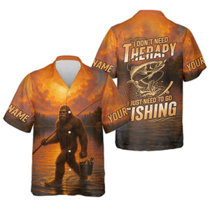 Bigfoot Fishing Shirt, Fishing Therapy SPF Shirts For Men, Fishing UPF Shirts, Funny Fishing Shirt