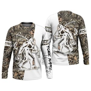 Sasquatch Fishing SPF Long Sleeve Shirts, Funny Fishing Shirt, Fishing Gifts For Men, Men's Fishing Shirt