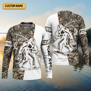 Sasquatch Fishing SPF Long Sleeve Shirts, Funny Fishing Shirt, Fishing Gifts For Men, Men's Fishing Shirt