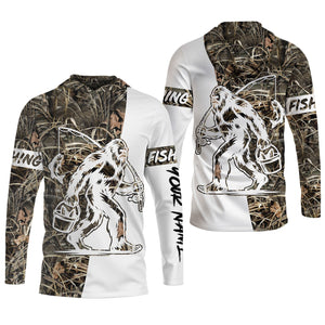 Sasquatch Fishing SPF Long Sleeve Shirts, Funny Fishing Shirt, Fishing Gifts For Men, Men's Fishing Shirt