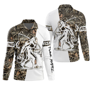 Sasquatch Fishing SPF Long Sleeve Shirts, Funny Fishing Shirt, Fishing Gifts For Men, Men's Fishing Shirt