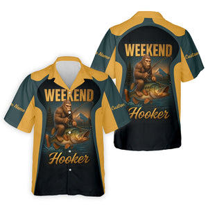 Weekend Hooker Sasquatch Fishing UPF Shirts, Funny Fishing Shirt, Men's Fishing Shirt