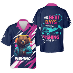 Gone Fishing, The Best Days Are Spent Fishing, Funny Bear Fishing Shirt, SPF Shirt, Fisherman Outfit, Mens Casual Shirts