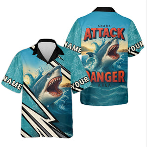 Shark Fishing SPF Shirts, Shark Attack Danger Area Fishing Shirts For Men, Funny Fisherman Gift