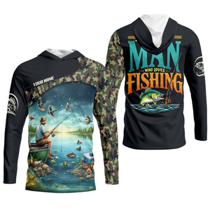 Just A Man Who Loves Fishing Camo Fishing Shirt, Fisherman Gift, SPF Shirt For Men