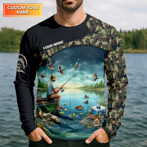 Just A Man Who Loves Fishing Camo Fishing Shirt, Fisherman Gift, SPF Shirt For Men