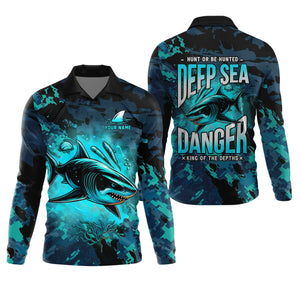 Hunt Or Be Hunted Deep Sea Danger Performance Fishing Shirts, Fishing Gifts For Men