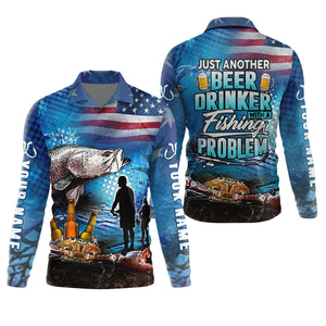 Just Another Beer Drinker With A Fishing Problem UPF Fishing Shirt, Men's Fishing Shirts, Funny Fisherman Gift