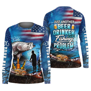 Just Another Beer Drinker With A Fishing Problem UPF Fishing Shirt, Funny Fishing Shirt, Women Fishing Shirts