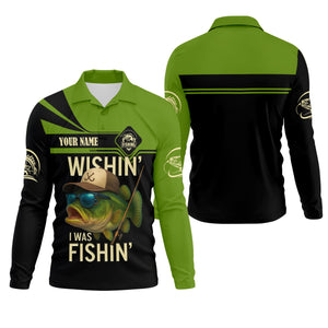 Wishing I Was Fishing Funny Fishing Shirt, Bass Fishing Shirt, SPF Shirt For Men, Men's Fishing Shirt