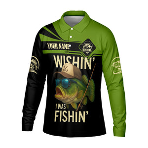 Wishing I Was Fishing Funny Fishing Shirt, Bass Fishing Shirt, SPF Shirt For Men, Men's Fishing Shirt