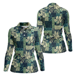 Tribal Aztec Pattern Fisherwomen Fishing UPF Shirts, Tropical Floral Women Fishing Shirt, Gift For Fisherman