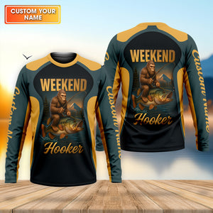 Weekend Hooker Sasquatch Fishing UPF Shirts, Funny Fishing Shirt, Men's Fishing Shirt